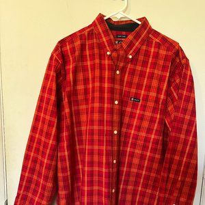 Chaps M Medium Easy Care Long Sleeve Easy Care Button Down Collared Shirt Red
